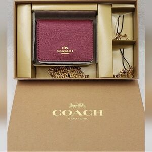 Coach Maroon Wallet with Gold Details